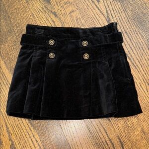 Janie & Jack Black Velvet Mini Skirt with Gold Buttons 12-18 Months